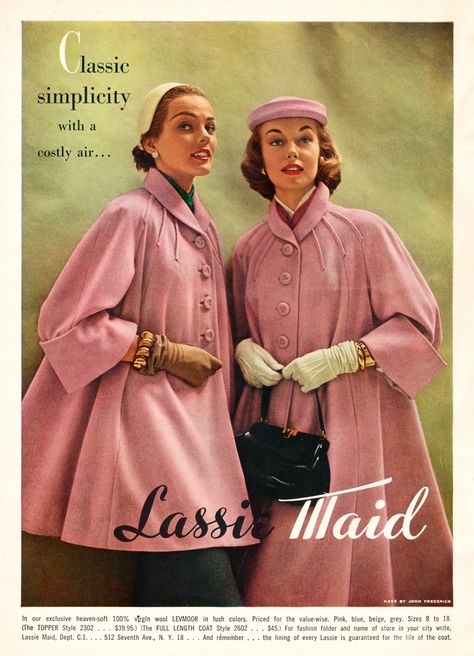 Lassie Maid | by feldenchrist 1950s Winter Fashion, Vintage Winter Fashion, Vintage Winter Outfits, Vestidos Pin Up, 1950s Coat, Flannel Lined Jeans, Fashion 1950s, Vintage Winter, 50s Fashion