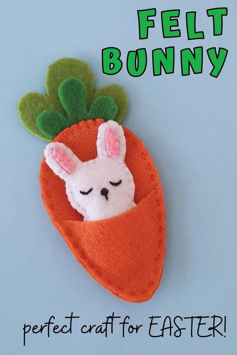 Carrot Easter Craft, Easter Sewing Crafts For Kids, Felt Rabbit Pattern Free, Felt Easter Bunny Template, Easter Felt Crafts Free Pattern, Kids Felt Sewing Projects, Easter Crafts For Older Kids, Easter Bunny Template Free Pattern, Felt Craft Patterns