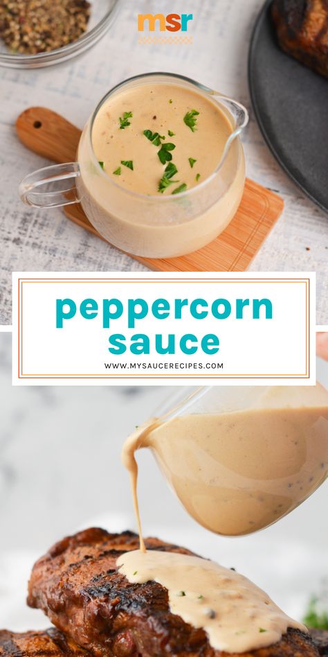 Creamy Peppercorn Sauce Easy Everyday Lunches, Brandy Peppercorn Sauce, Quiznos Peppercorn Sauce Recipe, Peppercorn Sauce For Chicken, Parmesan Peppercorn Sauce, Pink Peppercorn Sauce, Steak Condiments, Easy Peppercorn Sauce, Peppercorn Sauce For Steak