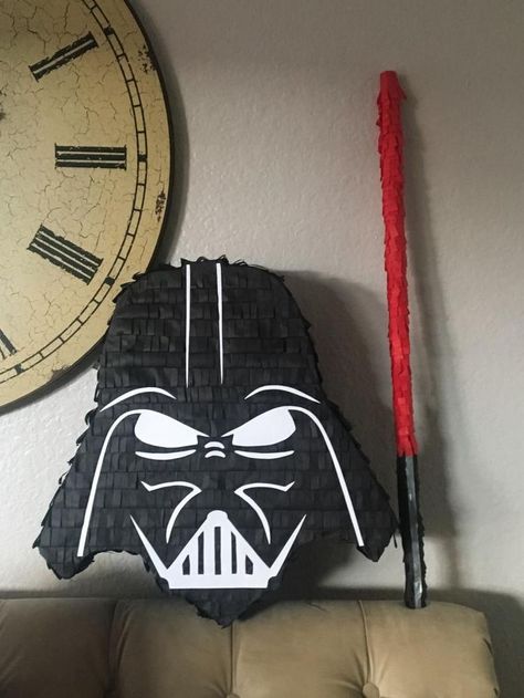 Darth Vader Pinata, Darth Vader Birthday Party, Star Wars Pinata, Darth Vader Party, Star Wars Theme Birthday, Decoracion Star Wars, Star Wars Themed Birthday Party, Lego Star Wars Party, Star Wars Cake Toppers