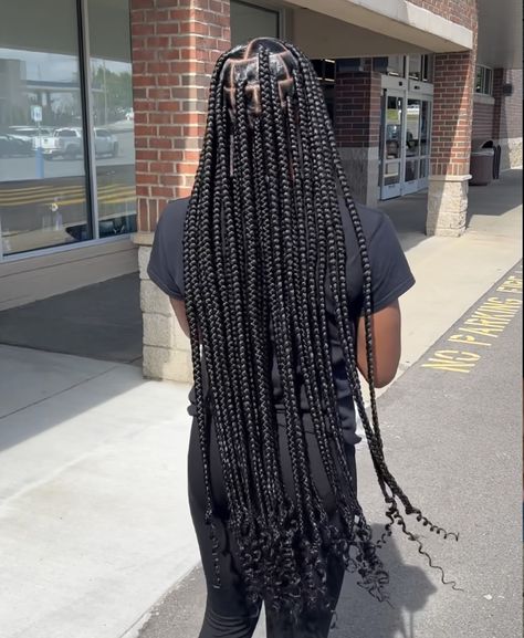 Large Knotless Braids With Curls At The End, Large Knot Less Braids With Curls, Big Knotless With Curls, Large Box Braids With Curls, Large Knotless Box Braids With Curls At The End, Large Knotless With Curls At The End, Large Knotless Braids, Large Knotless Box Braids, Mermaid Hair Waves