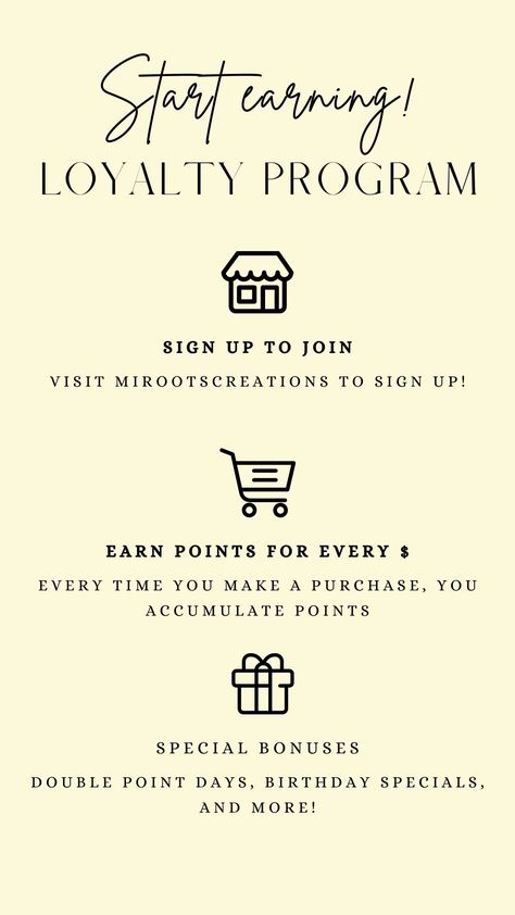 Join MIRootsCreations Loyalty Program! Earn points for: ⭐ Signing up and joining! ⭐ Liking and following on Social Media ⭐ Birthdays! Join here 👉🏻 https://mirootscustoms.myshopify.com/ Loyalty Program Design, Vinyl Car Decals, Never Trust The Living, Loyalty Rewards Program, Raffle Baskets, Loyalty Rewards, Vinyl Tumblers, Sublimation Tumblers, Loyalty Program