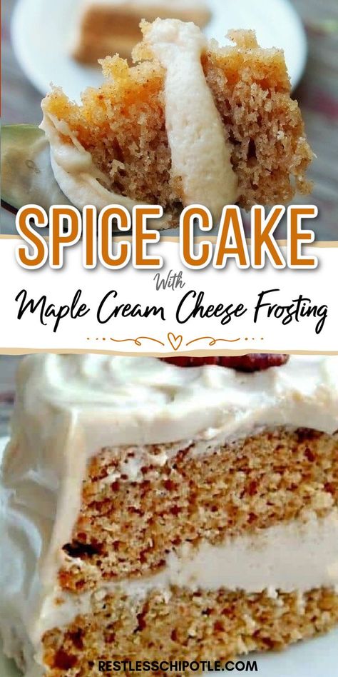 Old Fashioned Spice Cake Recipe, Moist Spice Cake, Spice Cake Recipe, Maple Cream Cheese Frosting, Maple Cream Cheese, Maple Recipes, Old Fashioned Recipe, Spice Cake Recipes, Cake Frosting Recipe