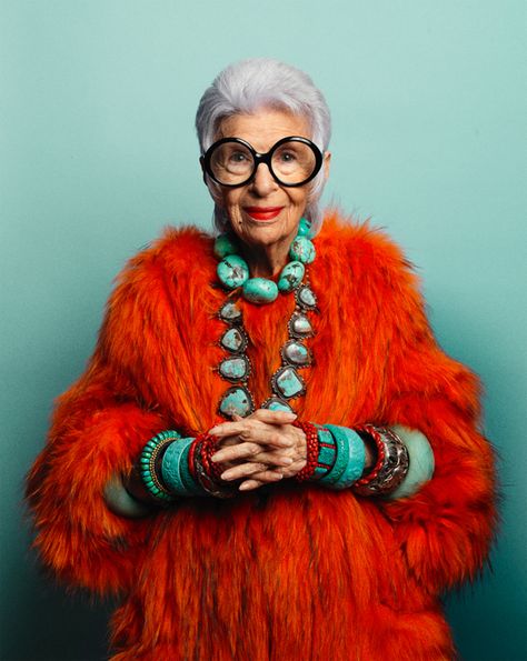 Iris Apfel Style, 100 Anniversary, Iris Fashion, Selvedge Magazine, Textile Industry, Advanced Style, Trend Style, Maximalism, Old Lady