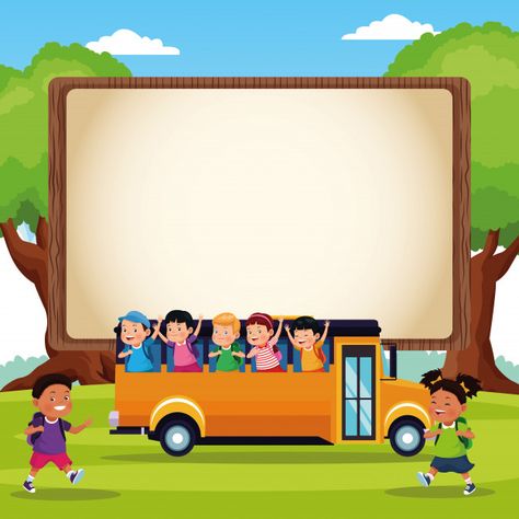 Back to school kids cartoon Free Vector | Free Vector #Freepik #freevector #frame #school #people #kids Bus Cartoon, School Border, School Background, Teacher Cartoon, Background Cartoon, School Frame, School Images, School Wall Art, School Cartoon