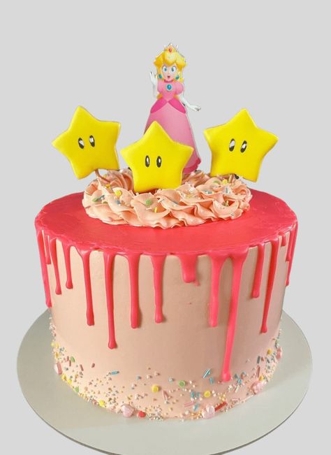 Princess Peach Birthday Cake Ideas Images (Pictures) Princess Peach Cake Birthdays, Peach Cake Design, Peach Birthday Cake, Princess Peach Cake, Princess Peach Birthday, Princess Peach Party, Mario Birthday Cake, Nintendo Party, Peach Birthday