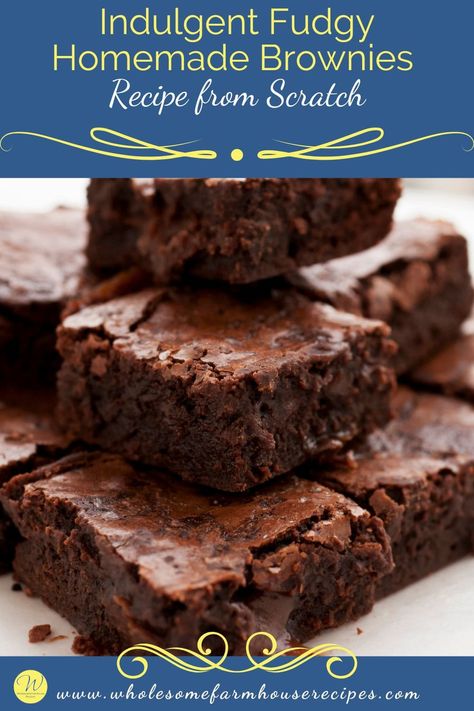 Indulgent Fudgy Homemade Brownies Recipe from Scratch Homemade Brownies Recipe From Scratch, Homemade Brownies From Scratch, Homemade Brownies Recipe, Fudgy Homemade Brownies, Cake Brownies, Brownies From Scratch, Brownies Recipe Homemade, Homemade Brownies, Brownies Recipe