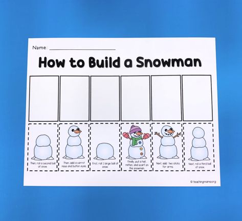 snowman sequencing printable Winter Social Studies Preschool, Snowmen Activities For Kids, Snowman Week Preschool, Free Sequencing Printables, Snowmen Activities For Preschool, Snowman Activities For Kindergarten, Preschool Snowman Activities, Snowman Preschool Activities, Ten On A Sled Activities Free Printable