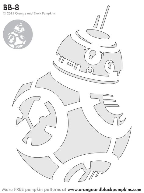 Star Wars: BB-8 (Pumpkin Stencil - Pumpkin Pattern - Pumpkin Template - Jack-o-lantern stencil) : PumpkinStencils Starwars Pumpkin Carving Stencils, Pumpkin Stencil Star Wars, Pumpkin Carving Ideas Star Wars, Yoda Pumpkin Stencil, Pumpkin Carving Star Wars, Star Wars Pumpkin Carving Templates, Bb8 Pumpkin, Pumpkin Stencil Printable, Star Wars Pumpkin Carving