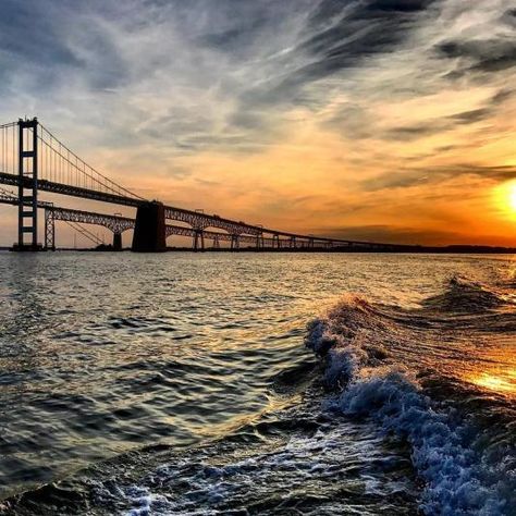 Chesapeake Bay Bridge, Fishing Charters, River Boat, Chesapeake Bay, Boat Building, Scenic Landscape, Bay Bridge, Historical Sites, Vacation Spots