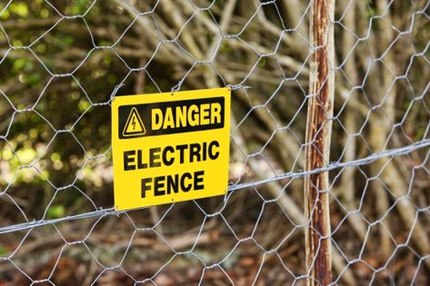 Danger sign hung from the electric fence... | Free Photo #Freepik #freephoto #border #building #road #construction Log Fence, Wattle Fence, Split Rail Fence, Diy Garden Fence, Green Fence, Horse Fencing, Cheap Fence, Types Of Fences, Danger Zone