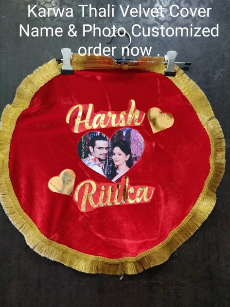 Karwa Thali cover Karwa Chauth Thali, Thali Cover, Karwachauth Thali, Name Photo, Cover Size, Quick Saves