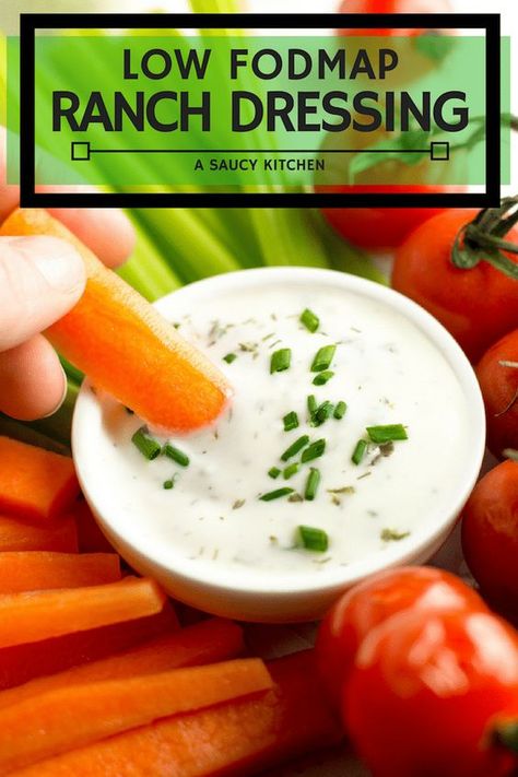 Easy, five minute low FODMAP Ranch Dressing made with lactose free yoghurt and a few herbs and spices. #GlutenFree Low Fodmap Ranch, Fodmap Recipes Dinner, Low Fodmap Recipes Dinner, Fodmap Meal Plan, Fodmap Friendly Recipes, Low Fodmap Snacks, Fodmap Snacks, Fodmap Foods, Low Fat Diet Plan