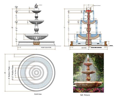 fountain, water fountain Mediterranean Landscape Design, 3 Storey House Design, Water Fountain Design, Corporate Interior Design, Landscape Architecture Drawing, Architecture Drawing Plan, Ceiling Plan, Interior Design Renderings, Interior Architecture Drawing