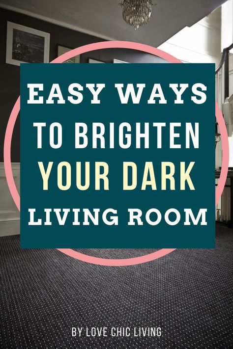 Brighten a dark room with these quick & easy ways to bring a dark room to life. If you're working from home, or just want new ways to brighten a dark living room, these design ideas will be perfect for you. Bring light into a room without wasting money on fads or intrusive home renovations. I'll be talking about what house plants look good in the living room, the best floor runners for stairs, my favourite statement rugs and more! Read this post if you're wondering how to brighten up your ho Brighten A Dark Living Room, Dark Grey Carpet Living Room, Living Room Design Dark, Dark Floor Living Room, Dark Lounge, Dark Wood Living Room, Dark Couch, Grey Carpet Living Room, Dark Living Room Ideas