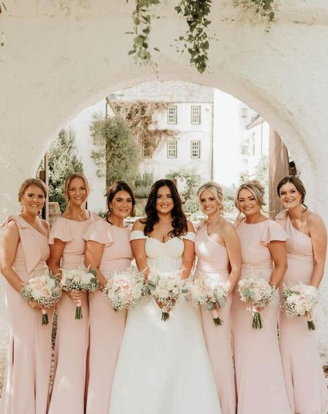 It's giving MAJOR pink bridesmaid dress goals!! Natasha + Jack 💕 Thank you so much for choosing Miabelle guys! What a gorgeous bride and her bridesmaids, dressed in the most beautiful selection of Miabelle dresses, in our soft pink shade Peony. Styled to perfection 👌🏼 We're in love with the way Scottish based photographer @sophiealexandriaphotography has captued this day...stunning! Bridesmaid outfits via our Aberdeenshire stockist @blushbridalboutique_ @xnatashawest @jackwestx @bro... Bride And Her Bridesmaids, Bridesmaid Outfits, Pink Bridesmaid Dress, Pink Shade, Bridesmaid Outfit, Dark Pink, Bridesmaid Dress, Soft Pink, Most Beautiful