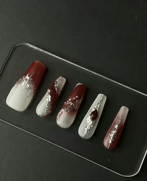 Wine Red Nails Designs Art, Nails Box, Blush Pink Nails, Fancy Nail Art, Wine Nails, Beauty Nails Design, Nail Box, Goth Nails, Grunge Nails