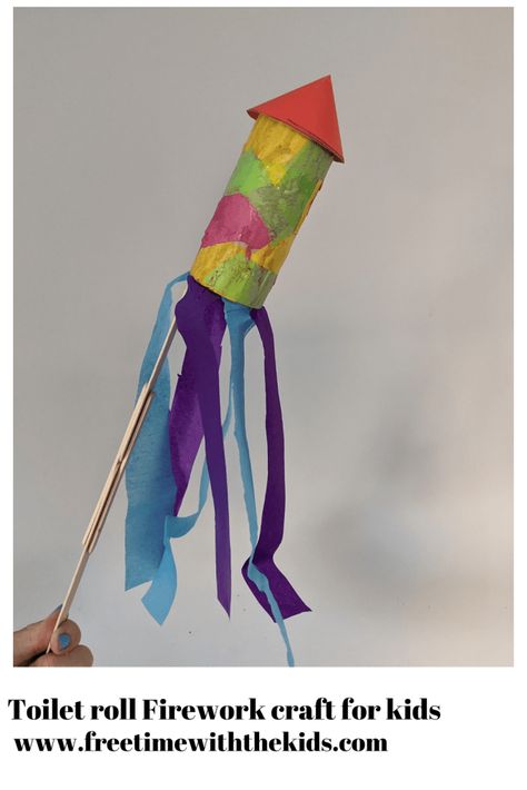 Toilet Roll Firework Craft | Free Time with the Kids Bonfire Crafts For Kids, Firework Craft, Easy Craft Activities, Bonfire Night Activities, Bonfire Night Crafts, Windsock Craft, Fireworks Craft For Kids, Rocket Craft, Firework Rocket