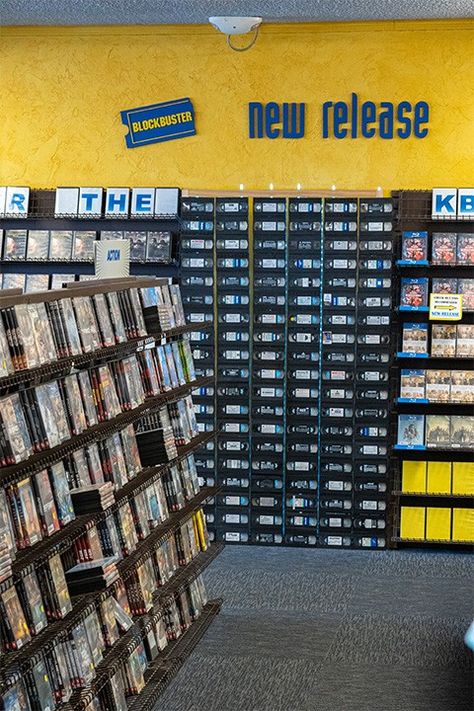 Blockbuster Interior, Blockbuster Aesthetic, Vhs Tape Aesthetic, Home Theater Bar, Diy Dvd Storage, K Drama Aesthetic, Cinema Theme, Van Palmer, Nostalgia Photography