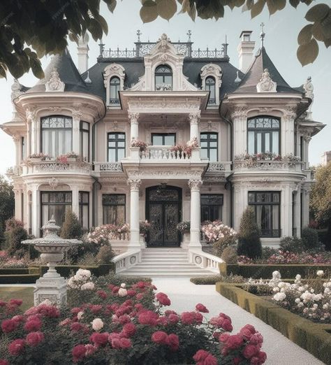 White Mansion Exterior, Cute Mansion, Mansion With Garden, Mansion Outside, Sunroom Exterior, Exterior Mansion, Stunning Houses, Mansion Layout, Mansion Garden