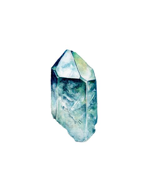 Crystals Watercolors, Crystal Painting, Crystal Drawing, Titanium Quartz, Gemstone Art, Aqua Aura, Amethyst Point, Artist Models, Mineral Stone