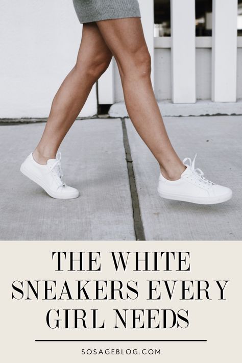 White Leather Sneakers Dress, Classic White Sneakers Outfit, White Runners With Dress, Cool White Sneakers Women, White Runners Outfit Casual, Low Top White Sneakers, Cute White Tennis Shoes For Women, Plain White Sneakers Women, Dress Sneakers Women