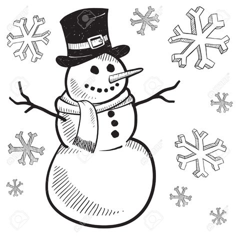 Snowman Vector, Winter Black And White, Black And White Clipart, Snowman Cartoon, Snowman Coloring Pages, Christmas Sketch, Snowman Clipart, Winter Pins, Winter Clipart