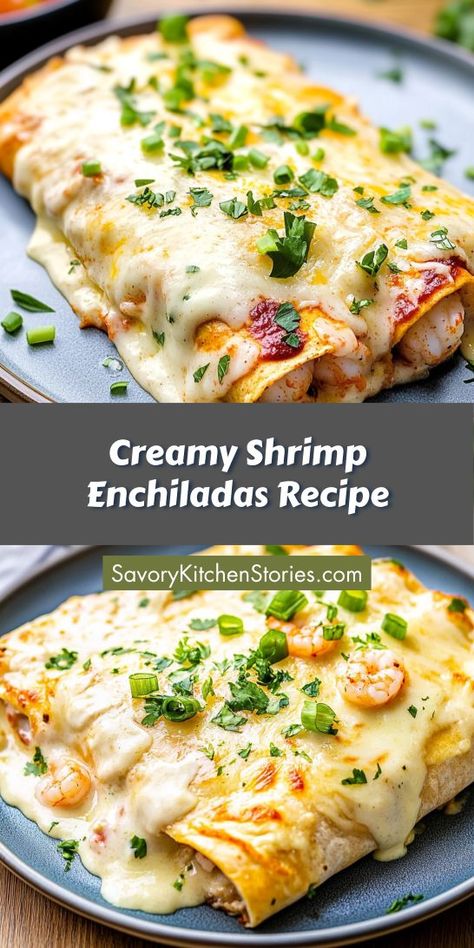 Want to elevate your seafood dinner game? These Creamy Shrimp Enchiladas are packed with flavor and easy to make, making them a fantastic choice for any night. Save this recipe for a special dinner that will leave everyone asking for seconds! Shrimp Enchilada Casserole, Crab Enchiladas Recipe, Crawfish Enchiladas Recipe, Seafood Dinner Ideas, Creamy Shrimp Enchiladas, Shrimp Enchiladas Recipes, Seafood Enchiladas Recipe, White Sauce Enchiladas, Seafood Enchiladas