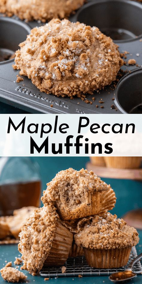 These are the real deal, the best maple pecan muffins you'll ever try! After testing and perfecting muffin recipes for six months, I’ve mastered the techniques for creating bakery-style muffins and worked them into a few easy, step-by-step instructions so you can make foolproof, wow-factor muffins at home! Maple Pecan Muffins, Pecan Muffins Recipe, Freeze Muffins, Pecan Muffins, Walnut Muffins, Jumbo Muffins, Bakery Style Muffins, Coffee Cake Muffins, Simple Muffin Recipe