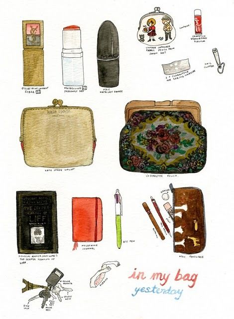 Lab Illustration, Order Disorder, Gcse Graphics, Simple Objects, Illustration Woman, Bag Illustration, Inside My Bag, 1 Tattoo, What In My Bag