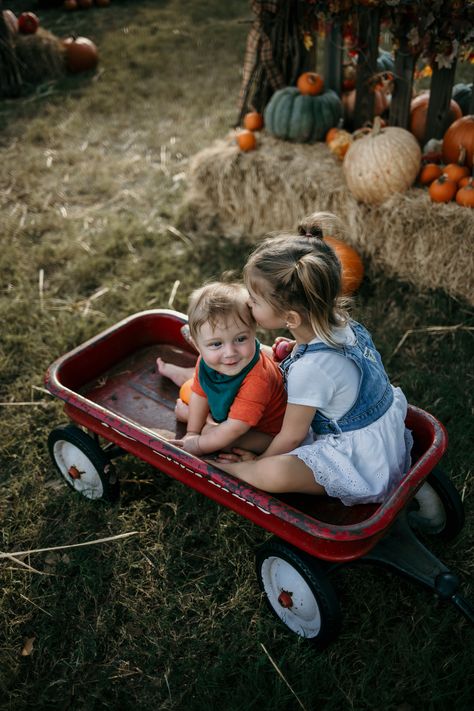 Radio Flyer Wagon Halloween Ideas, Wagon Photoshoot, Fall Mini Truck Sessions, Fall Wagon Photoshoot, Fall Truck Mini Session Photo Ideas, Toddler Autumn Photoshoot, Fall Truck Mini Session Family, Red Wagon Photo Shoot, Fall Mini Shoot