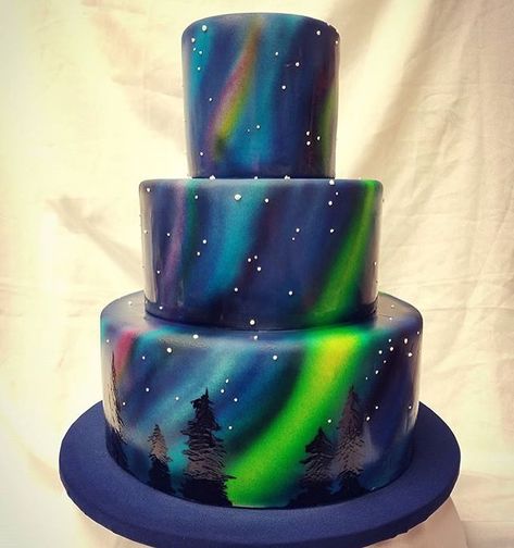 Northern Lights Cake, Nigerian Cake, Unicorn Desserts, Galaxy Cake, Beautiful Cake Designs, Light Cakes, Winter Cake, Cake Blog, Gorgeous Wedding Cake