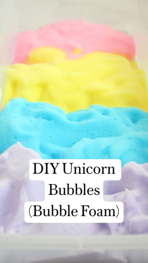 Gloop Activities, Crazy Laura, Bubble Foam, Unicorn Craft, Beach Hacks Kids, Beach Hacks Clever Ideas, Diy Unicorn, Toddler Arts And Crafts, Water Food