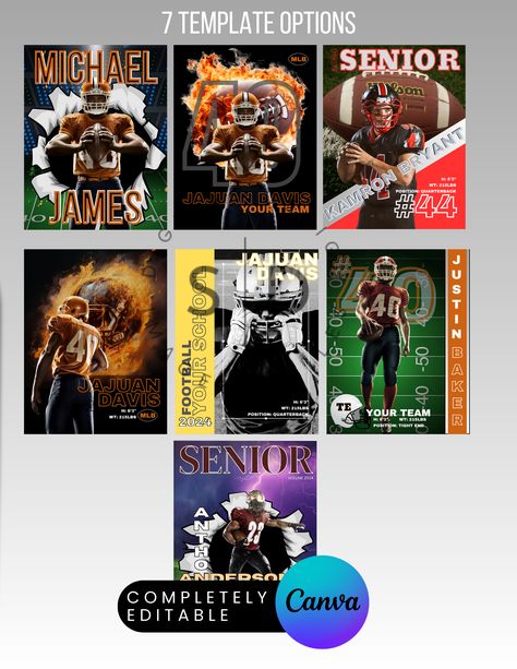 Banner Template Photoshop, Sport Ideas, Homecoming King, Trading Card Template, High School Football Player, Football Poses, Football Banner, Football Homecoming, Football Stuff