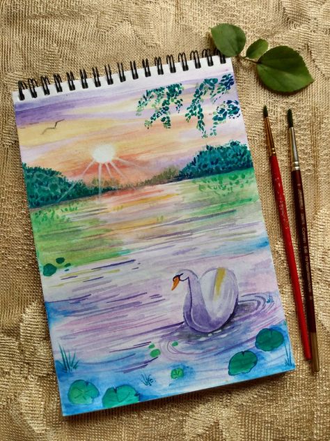 Colourful Sketchbook Ideas, Drawing With Colored Pencils Ideas, Sketch Book Ideas Aesthetic Colourful, Nature Drawing Ideas Creative Beautiful, Color Pencil Art Landscape, Beautiful Drawing Ideas, Pencil Colour Sketches, Colorful Sketches, Colour Pencil Art