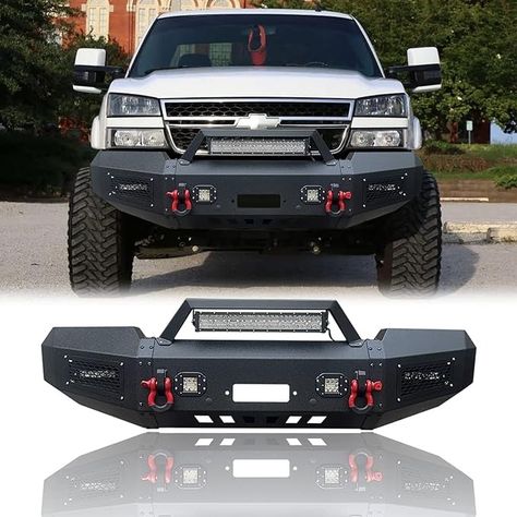 Amazon.com: LUYWTE For 2003-2004-2005-2006 Chevy Silverado 1500 New Steel Front Bumper With Winch Plate&LED Lights&D-Rings（Black Texture） : Automotive 2005 Silverado 1500, 2004 Chevy Silverado 1500, Silverado 2006, Silverado 2005, 2006 Chevy Silverado 1500, Chevy Silverado Z71, 2004 Chevy Silverado 2500 Hd, Silverado Z71, 2005 Chevy Silverado