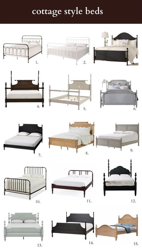 Cottage-Style Beds at Every Price Point! | We're the Whites Cottage Core Bed, Canopy Bed Aesthetic, King Size Wood Bed Frame, Affordable Bed Frames, Black King Bed, Secret Rooms In Houses, Cottage Style Bedroom, Bed Aesthetic, Vintage Bed Frame