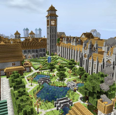 Minecraft Survival Fortress, Minecraft City Center, Minecraft Courtyard, Minecraft Civilization, Minecraft University, Minecraft Fortress, Minecraft Town Square, City In Minecraft, Minecraft Hypixel