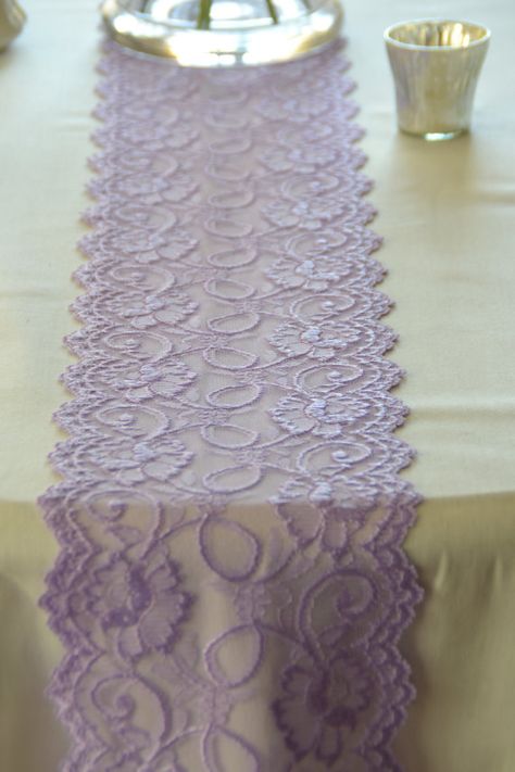 Lavender Baby Showers, Rustic Burlap Wedding, Lace Runner, Lace Diy, Lilac Wedding, Lilac Lavender, 75th Birthday, Table Runners Wedding, Mom Wedding