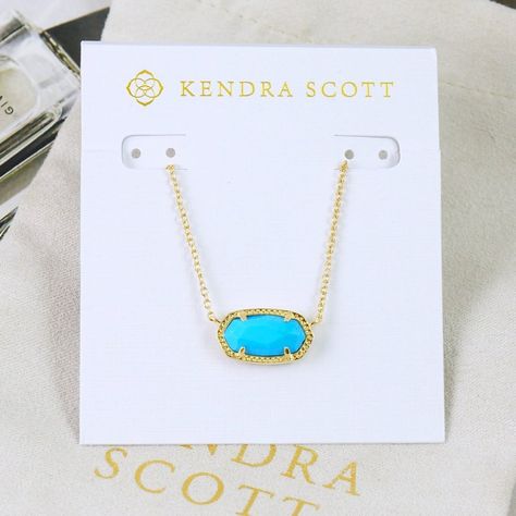 Nwt Kendra Scott Elisa Necklace. The Stone Is A Newer One, The Color Of The Turquoise Magnesite Is Darker Blue. I Will Not Accept The Offer For A Bundle Deal, A 15% Discount Will Apply Automatically. - Turquoise Magnesite - Chain: 15" + 2" Extension; Pendant: 1" X 3/8" - Gold Plated - Lobster Clasp Brand New With Card And Pouch, No Gift Box. Please Check My Store For Other Colors And Styles!! Kendra Scott Elisa Necklace, Preppy Necklaces, Elisa Necklace, Preppy Accessories, Kendra Scott Necklace Elisa, Preppy Gifts, Kendra Scott Elisa, Preppy Jewelry, Kendra Scott Necklace