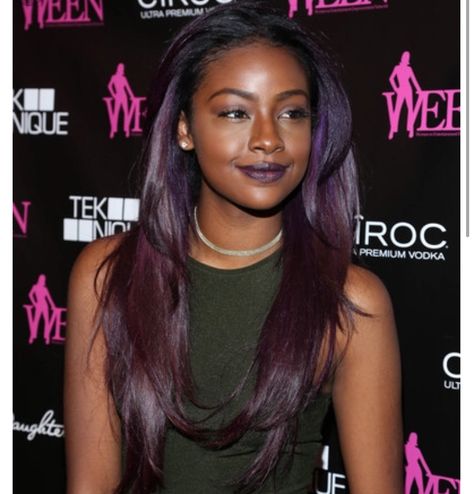 Black Hairstyles Women, One Hair Color, Hair Color For Morena, Dark Purple Hair, Justine Skye, Easy Hairstyles For Medium Hair, Rich And Famous, Hair Color Purple, Hairstyles For Black Women