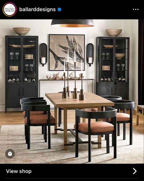 Industrial Formal Dining Room, Big Country Style Kitchen, Minimalist Staircase Decor, Modern Masculine Dining Room, Art Gallery Dining Room, Black Cabinets Dining Room, Black Dining Table With Brown Chairs, Tile Accent Walls In Living Room, Moody Scandinavian Dining Room