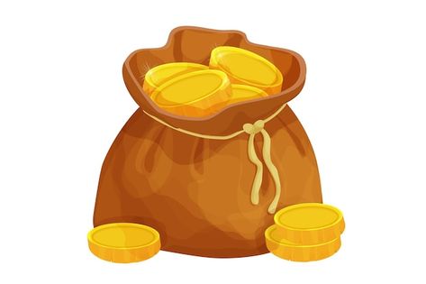 Sack Of Gold, Magic Coins, Bag Of Gold, Golden Coins, Gold Drawing, Gold Clipart, Coin Games, Coin Icon, Bag Illustration