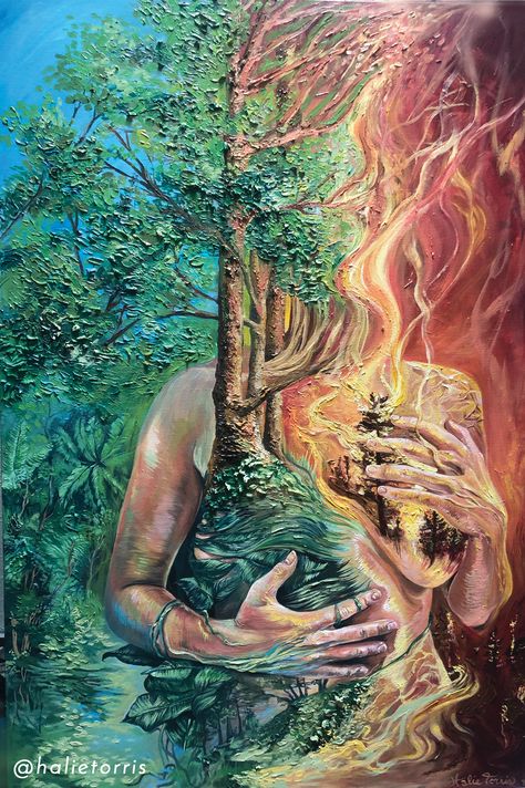 Human And Environment Drawing, Painting On Mother, Gaia Painting Mother Earth, Humans And The Environment Art, Destruction Of Nature Art, Humans And Environment Art, Human Earth Art, Nature And Human Art, Nature And Environment Painting