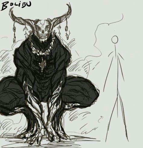 Tall Demon Drawing, African Demon Art, Scary Humanoid Creature, Demon Reference Character Design, Scary Demon Drawing, Demon Ideas Drawing, Demon Drawing Reference Male, Drawings Of Demons, Cool Demon Art