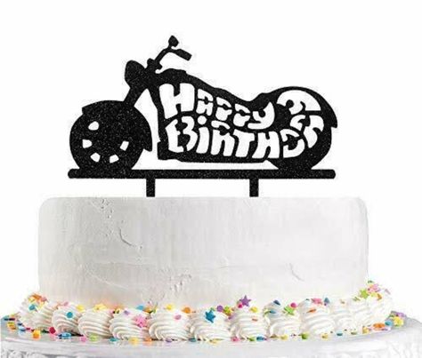 Happy Birthday Motorcycle, Motorbike Cake, Motorcycle Birthday, Kids Birthday Party Cake, Silver Cake Topper, Rhinestone Cake Topper, 1st Birthday Cake Topper, Idee Cricut, Motorcycle Black