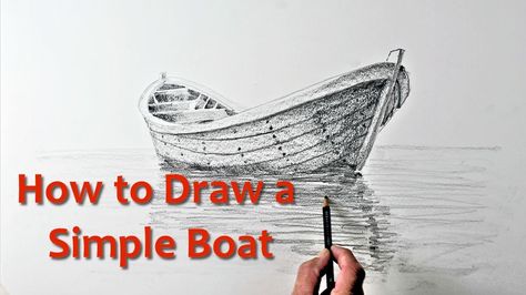 Boat Drawing Simple, Boat Sketch, Simple Boat, Boat Drawing, Learning To Draw, Start Drawing, Boat Art, Boat Painting, Drawing For Beginners