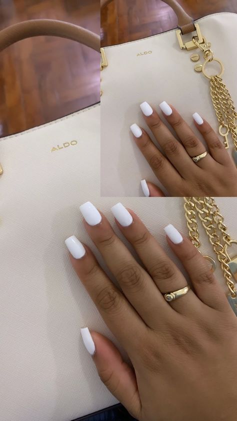 Plain White Short Nails, French Manicure With White Base, Coffin Shape White Nails, Nails For Medical Professionals, White Gel Nails Square, Squoval Gel X Nails, Short Narrow Square Nails, Corporate Girl Nails, Professional Gel Nails For Work