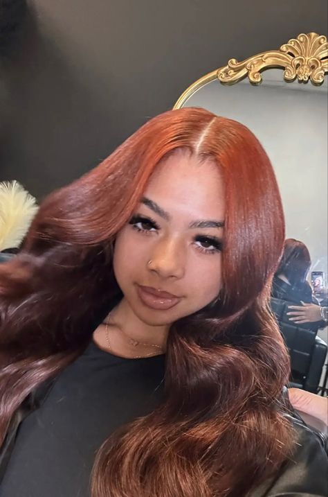 Auburn Sew In, Colored Sew In With Leave Out, Ginger Sew In Weave With Leave Out, Ginger Sew In Weave, Ginger Bundles, Lace Fronts, Black Ponytail Hairstyles, Sew In Weave, Quick Weave Hairstyles