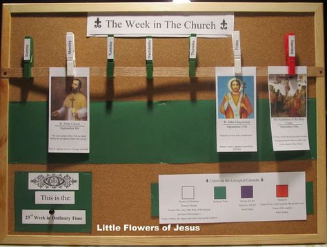 Catholic Bulletin Boards, Catholic Liturgical Calendar, Religion Activities, Liturgical Calendar, School Hallway, Catholic Homeschool, Catholic Education, Catholic Family, Faith Formation